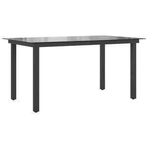 vidaXL Mesa de jard&iacute;n de aluminio y vidrio negra 150x90x74 cm
