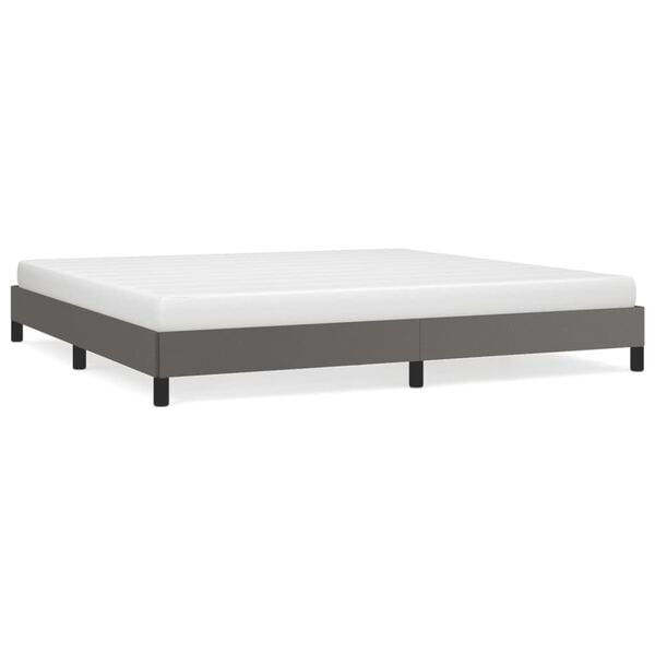 vidaXL Estructura de cama sin colch&oacute;n cuero sint&eacute;tico gris 200x200 cm
