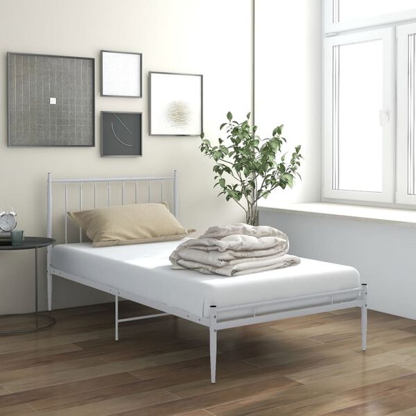 vidaXL Estructura de cama sin colch&oacute;n metal blanco 90x200 cm
