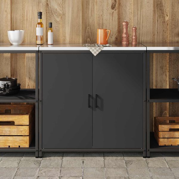 vidaXL Almacenamiento de cocina con puerta Negro 60 x 50 x 92 cm Acero