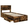 vidaXL Estructura de cama con cabecera Roble ahumado 100 x 200 cm