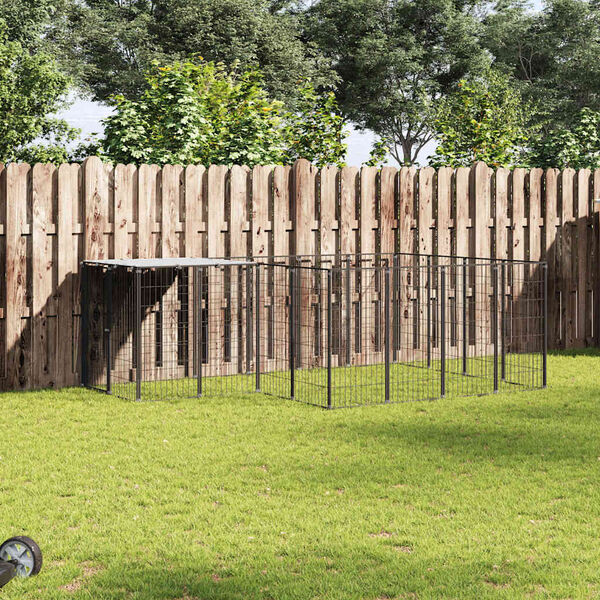 vidaXL Perrera negra 6,05 m² acero