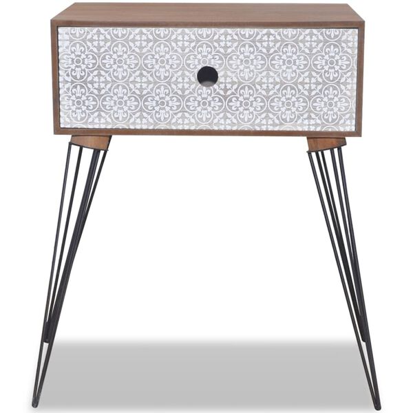 vidaXL Mesita de noche rectangular con 1 cajón marrón