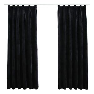 vidaXL Cortinas opacas con ganchos 2 pzas terciopelo negro 140x175 cm