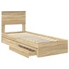 vidaXL Cama con almacenamiento con cabecera Roble Sonoma 75 x 190 cm