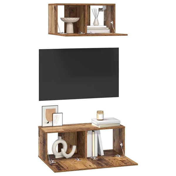 vidaXL Conjunto de mueble de TV 2 pcs Madera envejecida