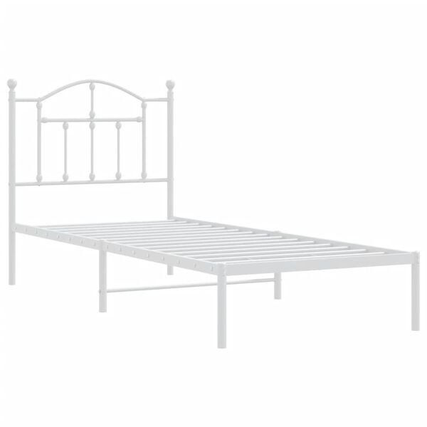 vidaXL Estructura cama sin colch&oacute;n con cabecero metal blanco 80x200 cm