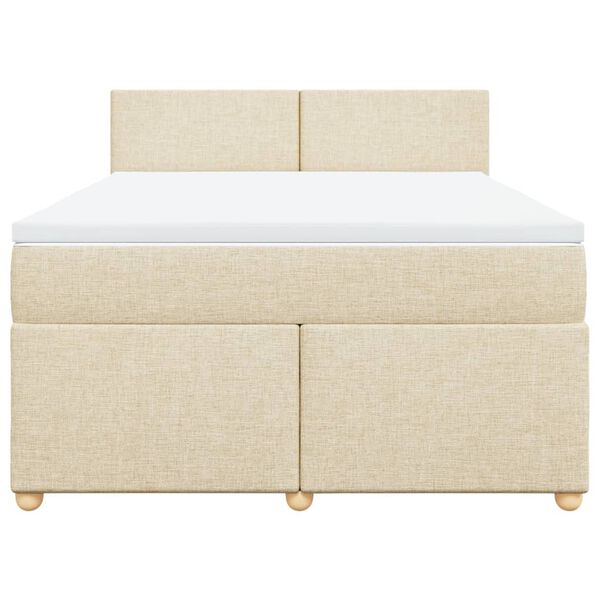 vidaXL Cama box spring con colch&oacute;n tela color crema 140x190 cm