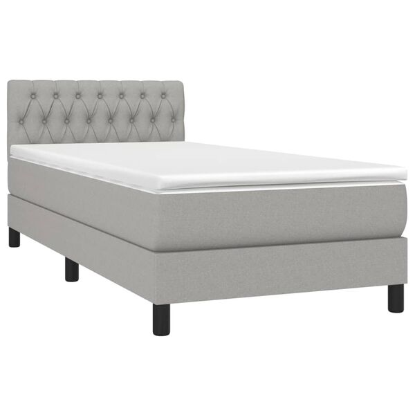 vidaXL Cama box spring con colch&oacute;n tela gris claro 100x200 cm