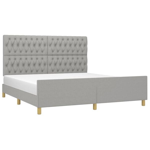 vidaXL Cama sin colch&oacute;n tela gris claro 180x200 cm