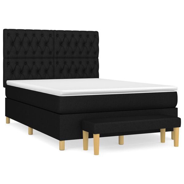 vidaXL Cama box spring con colch&oacute;n tela negro 140x190 cm