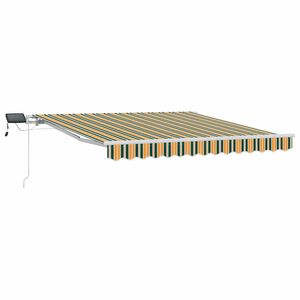 vidaXL Toldo Retr&aacute;ctil Verde y amarillo 350 x 250 cm Tela y acero