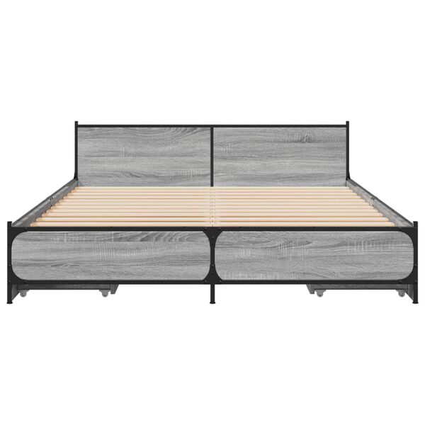 vidaXL Cama con cajones madera ingenier&iacute;a gris Sonoma 120x200 cm