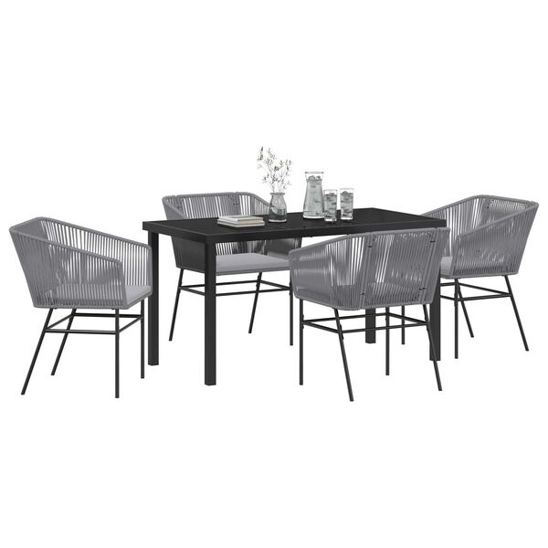 vidaXL Conjunto de Comedor de Jard&iacute;n con coj&iacute;n 5 pcs Gris
