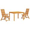 vidaXL Conjunto de Comedor de Jard&iacute;n 3 uds. Marr&oacute;n