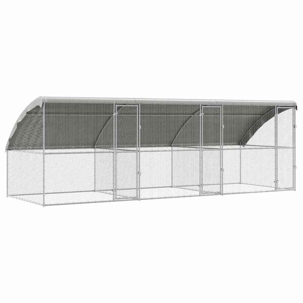 vidaXL Jaula para pollos 3 pcs Plateado 600 x 200 x 198,5 cm