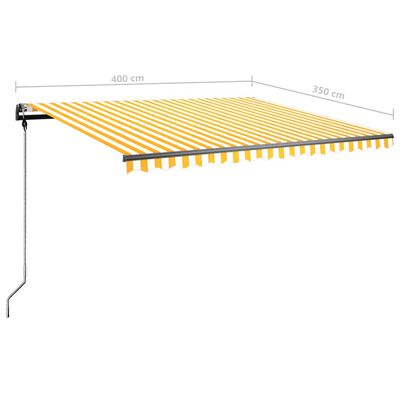 vidaXL Toldo manual retráctil con LED amarillo y blanco 400x350 cm
