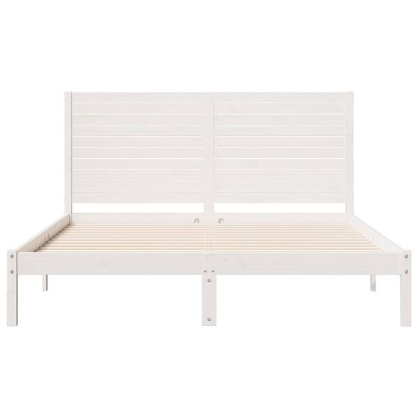 vidaXL Cama extralarga sin colch&oacute;n madera maciza blanca 140x210 cm