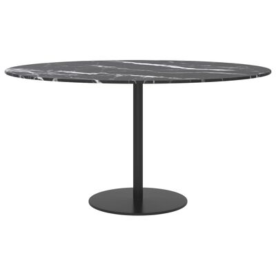 vidaXL Tablero de mesa vidrio templado diseño mármol negro Ø80x1 cm