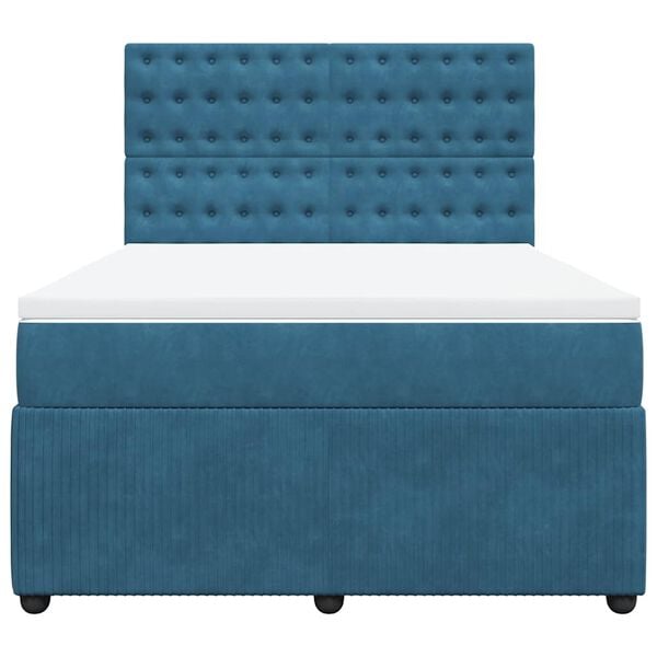 vidaXL Cama box spring con colch&oacute;n terciopelo azul oscuro 160x200 cm