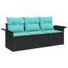 vidaXL Conjunto de sof&aacute; de jard&iacute;n 3 uds. Negro Polirat&aacute;n