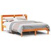 vidaXL Estructura cama con cabecero madera pino marr&oacute;n cera 135x190 cm