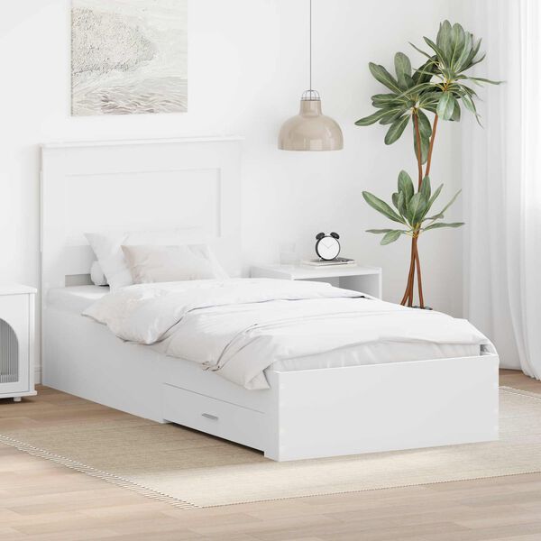 vidaXL Estructura de cama con caj&oacute;n con cabecera Madera contrachapada