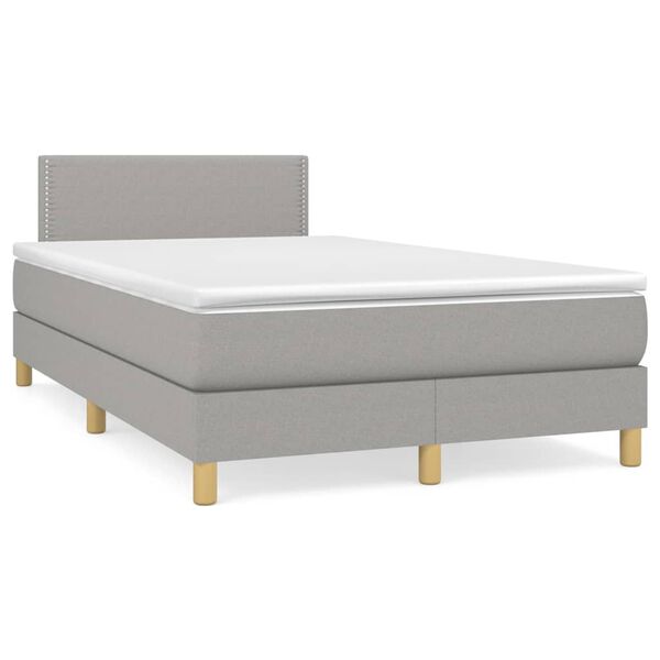 vidaXL Cama box spring con colchón tela gris claro 120x200 cm