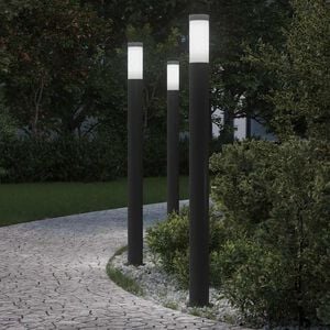 vidaXL Balizas de luz, 3 unidades, 110 cm, acero inoxidable, IP44