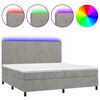 vidaXL Cama box spring colchón y LED terciopelo gris claro 200x200 cm