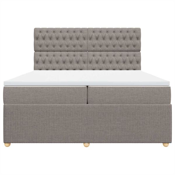 vidaXL Cama box spring con colch&oacute;n tela gris taupe 200x200 cm