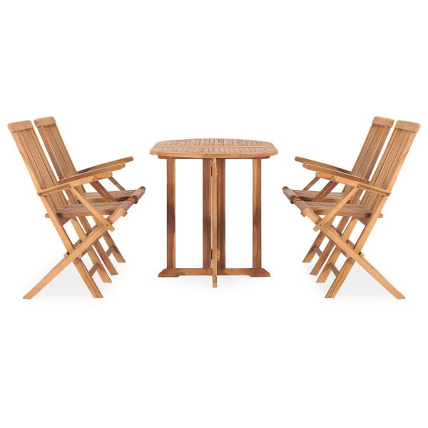 vidaXL Set de comedor de jard&iacute;n plegable 5 pzas madera maciza de teca