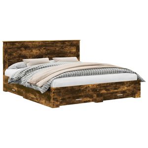 vidaXL Estructura de cama con caj&oacute;n con cabecera Madera contrachapada