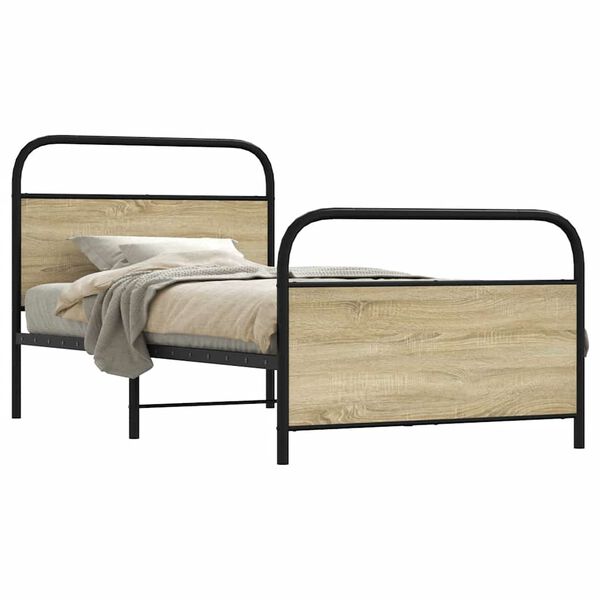 vidaXL Estructura de cama sin colch&oacute;n 90x190 cm madera roble Sonoma