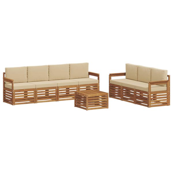 vidaXL Juegos de sof&aacute;s 8 pcs Natural y Beige Madera de Acacia S&oacute;lida