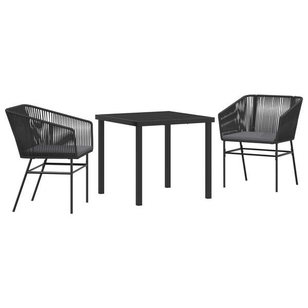 vidaXL Conjunto de Comedor de Jard&iacute;n con coj&iacute;n 3 pcs Negro
