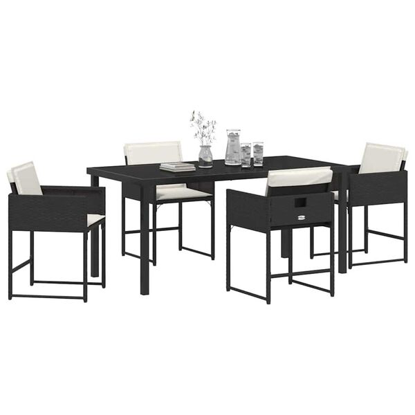 vidaXL Conjunto de Comedor de Jard&iacute;n 5 pcs Negro rat&aacute;n sint&eacute;tico