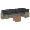 vidaXL Set de sof&aacute;s de jard&iacute;n 7 piezas con cojines rat&aacute;n PE gris
