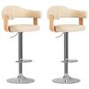 vidaXL Taburetes de cocina 2 uds cuero sint&eacute;tico madera curvada crema