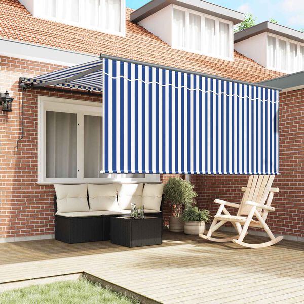 vidaXL Toldo Retr&aacute;ctil Manual Azul y 300 x 250 cm Poli&eacute;ster y Aluminio