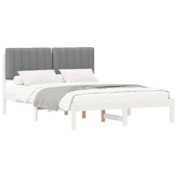 vidaXL Estructura de Cama con Cabecera Tapizada Gris Claro