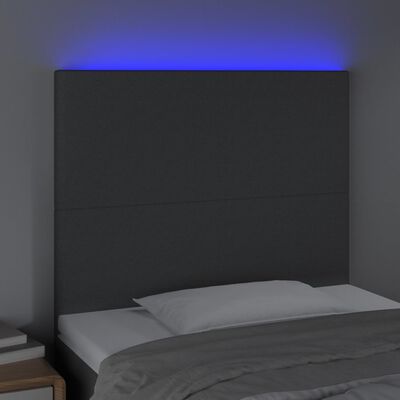vidaXL Cabecero con luces LED tela gris oscuro 80x5x118/128 cm