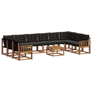 vidaXL Conjunto de sof&aacute;s de exterior con coj&iacute;n 11 pcs Natural y negro