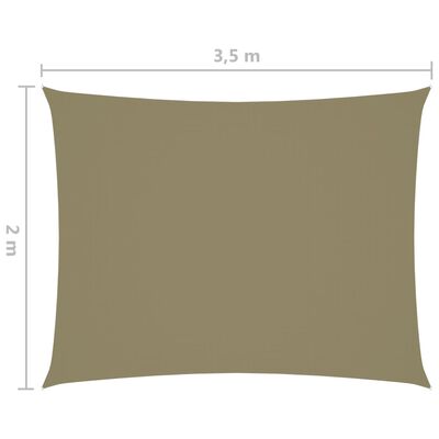 vidaXL Toldo de vela rectangular tela Oxford beige 2x3,5 m