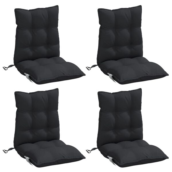 vidaXL Cojines para silla con respaldo bajo 4 uds tela Oxford negro