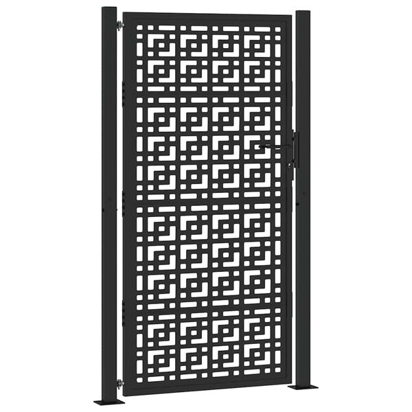 vidaXL Puerta de jard&iacute;n negra 100x175 cm dise&ntilde;o de cruz de acero