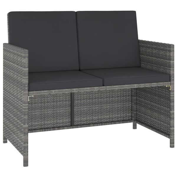 vidaXL Set comedor jard&iacute;n 6 pzas rat&aacute;n sint&eacute;tico y madera acacia gris