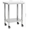 vidaXL Mesa de trabajo para cocina con ruedas acero inox 60x45x85 cm