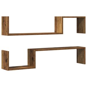 vidaXL Estante de pared 2 uds madera ingenier&iacute;a envejecida 100x15x20cm