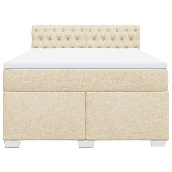 vidaXL Cama box spring con colch&oacute;n tela color crema 140x190 cm